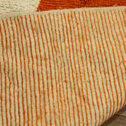 Handmade Moroccan Wool Rug - Abstract Orange Cream Black Carpet - thumbnail 4