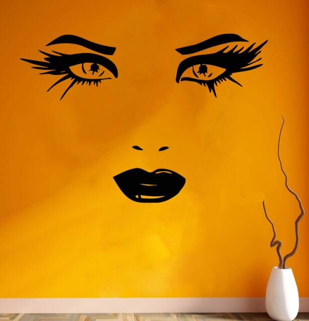 Woman Face Lashes Wall Decal Beauty Salon Decor T107 - image 1