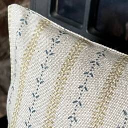 1379. Indigo/ Gold Selby Stripe Linen Look 100% Cotton Cushion Cover - thumbnail 2