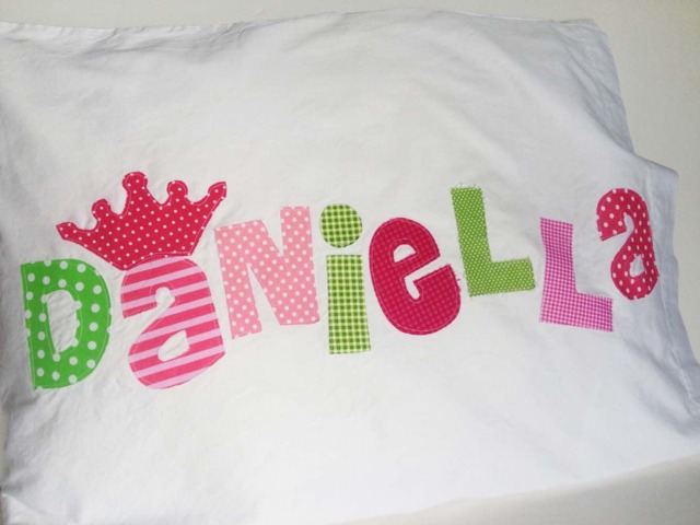 Personalized Name Crown Pillow Case Applique Letters in Your Choice Of Colors - image 1