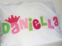 Personalized Name Crown Pillow Case Applique Letters in Your Choice Of Colors - thumbnail 1