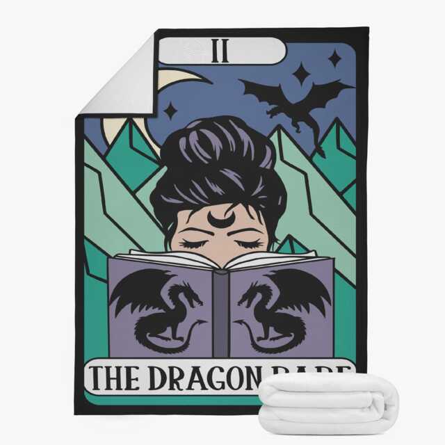 The Dragon Babe Reader Bookish Blanket For Fantasy Readers Book Dragons 3 Sizes Available - image 1