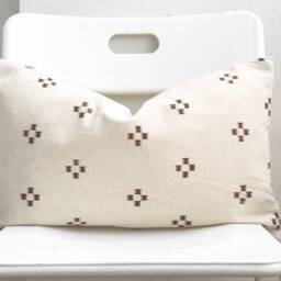 White Brown Dot Block Print Mudcloth Hmong Pillow Case - thumbnail 4