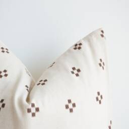 White Brown Dot Block Print Mudcloth Hmong Pillow Case - thumbnail 2