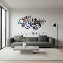 Handmade Stainless Steel Metal Wall Decor - Chromatic Circles & Swirls Artistic Focal Point - thumbnail 4