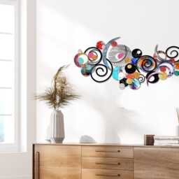 Handmade Stainless Steel Metal Wall Decor - Chromatic Circles & Swirls Artistic Focal Point - thumbnail 3