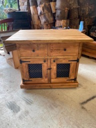 Solid Wood Rustic Kitchen Island, Butchers Block Unit With Open Storage