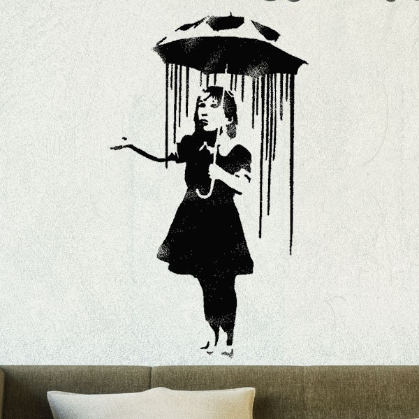 Banksy Rain Girl Stencil Nola Home Wall Decor - image 1