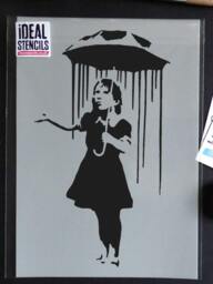 Banksy Rain Girl Stencil Nola Home Wall Decor - thumbnail 2