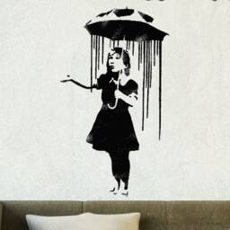 Banksy Rain Girl Stencil Nola Home Wall Decor - thumbnail 1
