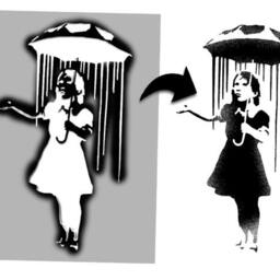 Banksy Rain Girl Stencil Nola Home Wall Decor - thumbnail 3