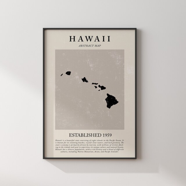 Abstract Hawaii Map Vintage Wall Art Print Us State - United States Of America Usa Travel Poster - image 1