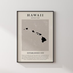Abstract Hawaii Map Vintage Wall Art Print Us State - United States Of America Usa Travel Poster - thumbnail 1