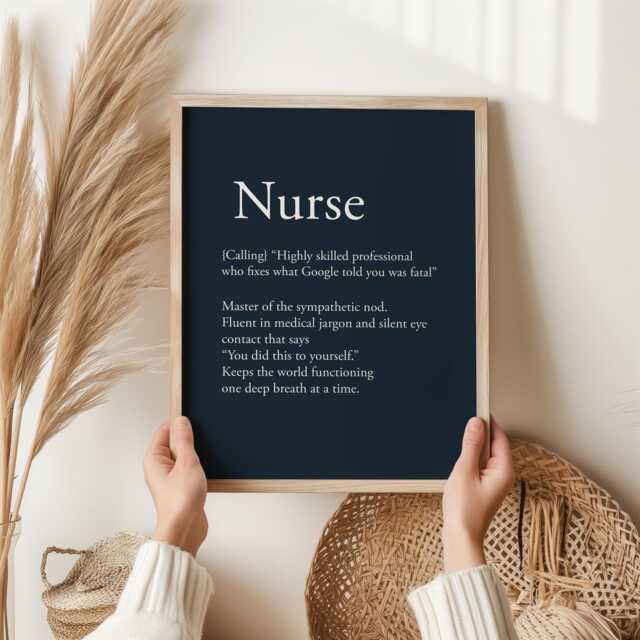 Nurse Definition Print - Funny Gift Medical Office Wall Art Navy Typography Poster Appreciation For Healthcare Worker - image 1