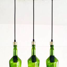 Industrial Light Fixture Chandelier - Ceiling Lamp Made From Repurposed Whiskey Bottle For Home, Restaurant & Bar Island - thumbnail 2