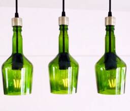 Industrial Light Fixture Chandelier - Ceiling Lamp Made From Repurposed Whiskey Bottle For Home, Restaurant & Bar Island