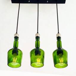 Industrial Light Fixture Chandelier - Ceiling Lamp Made From Repurposed Whiskey Bottle For Home, Restaurant & Bar Island - thumbnail 3