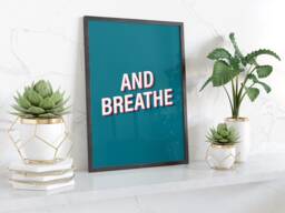 Typography Wall Art Print & Breathe Minimalist Black White Quote Poster Modern Home Decor Motivational Living Room Bedroom Office Gift - thumbnail 1
