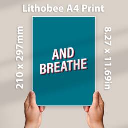 Typography Wall Art Print & Breathe Minimalist Black White Quote Poster Modern Home Decor Motivational Living Room Bedroom Office Gift - thumbnail 2