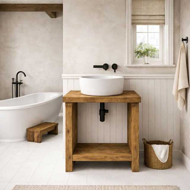 The Weathered Wash Stand Sink Unit Bathroom Basin Vanity Rustic Hand Crafted Solid - image 1