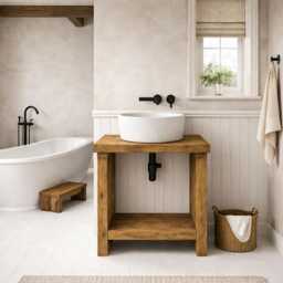 The Weathered Wash Stand Sink Unit Bathroom Basin Vanity Rustic Hand Crafted Solid - thumbnail 1