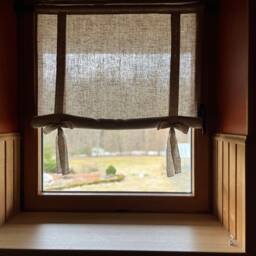 Farmhouse Window Blind, Linen Tie Up Curtain, Living Room Shades, Made To Measure, Bows - thumbnail 3