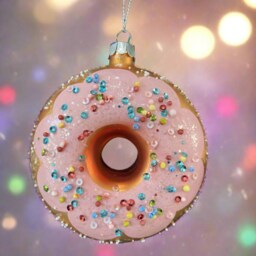 Glass Christmas Donut/Food Lover /Christmas Bauble Tree Hanging Decoration/Christmas/Seasonal/ Glass Item - thumbnail 2