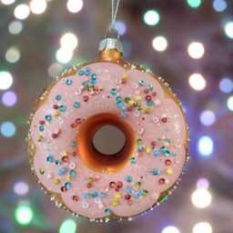 Glass Christmas Donut/Food Lover /Christmas Bauble Tree Hanging Decoration/Christmas/Seasonal/ Glass Item - thumbnail 3