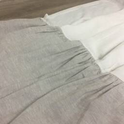 Natural Linen Color Block Shower Curtain With Mermaid Long Ruffles - Custom Extra Long, 40+ Fabric, Solid, Striped - thumbnail 3