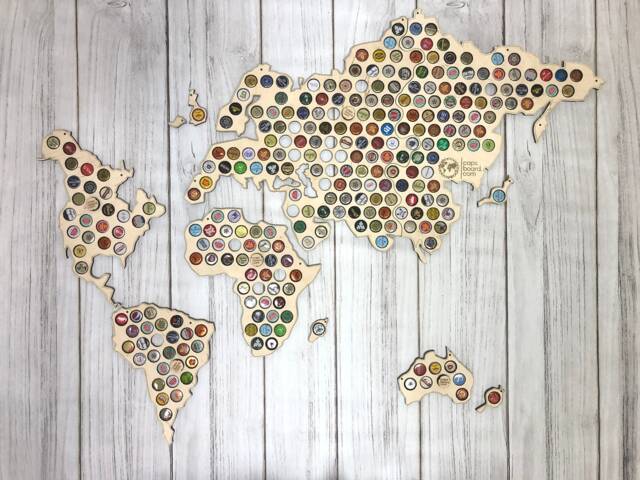 Original Gifts/Wall World Map Beer Cap Holder Bottle Caps Restaurant Decor Travel Lover Home - image 1