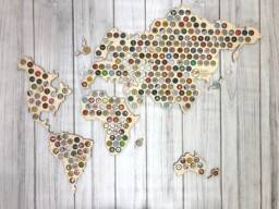 Original Gifts/Wall World Map Beer Cap Holder Bottle Caps Restaurant Decor Travel Lover Home - thumbnail 1