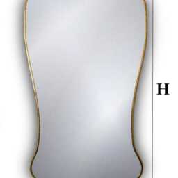 Unlacquered Brass Curved Asymmetrical Wall Mirror Scalloped Rectangle - thumbnail 3