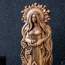 Norse Goddess Sif Statue With Golden Hair, Solar Talisman & Seidr Harvest - Mythology Asatru Yule Altar Fertility - thumbnail 3
