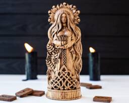 Norse Goddess Sif Statue With Golden Hair, Solar Talisman & Seidr Harvest - Mythology Asatru Yule Altar Fertility - thumbnail 1
