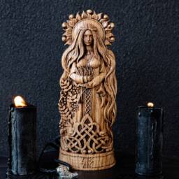 Norse Goddess Sif Statue With Golden Hair, Solar Talisman & Seidr Harvest - Mythology Asatru Yule Altar Fertility - thumbnail 4