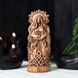 Norse Goddess Sif Statue With Golden Hair, Solar Talisman & Seidr Harvest - Mythology Asatru Yule Altar Fertility - thumbnail 2