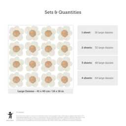 Summer Daisies Fabric Wall Stickers - Removable & Reusable - thumbnail 3