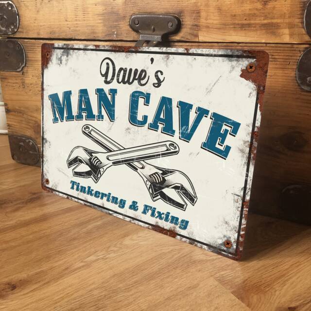 Man Cave Sign Metal Plaque, Personalised Workshop Gift Accessories, Room Door Wall Decor Waterproof A4 Aluminium, 200mm X 305mm - image 1