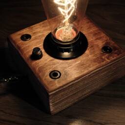 Handmade Wooden Edison Lamp Industrial Steampunk Style - thumbnail 3