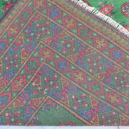 7x10 Green Rug, Turkmen Bukhara Afghan Handmade Plush Wool Oriental Area Rug For Bedroom, Living Room Tribal - thumbnail 4