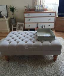 Acrylic Handcrafted Upholstered Patterned Chesterfield Deep Buttoned Decorative Footstool & Coffee Table