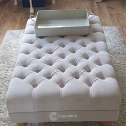 Acrylic Handcrafted Upholstered Patterned Chesterfield Deep Buttoned Decorative Footstool & Coffee Table - thumbnail 2