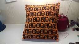 Handmade Knitted Caravan Cushion With Infill