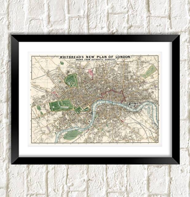 London Map Print Vintage England Capital City Atlas Artwork - image 1