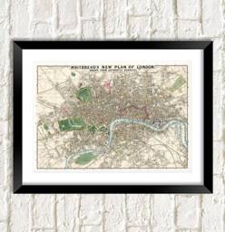 London Map Print Vintage England Capital City Atlas Artwork - thumbnail 1