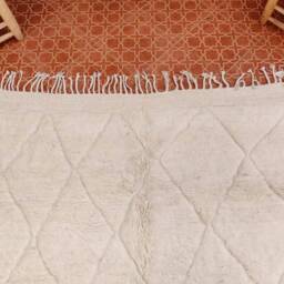 Handmade White Wool Moroccan Rug Contemporary Berber Design - thumbnail 3