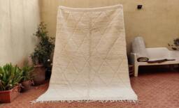 Handmade White Wool Moroccan Rug Contemporary Berber Design