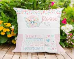 Personalised Butterfly Book Cushion Children's Velvet Bedtime Story Pillow - thumbnail 1