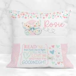 Personalised Butterfly Book Cushion Children's Velvet Bedtime Story Pillow - thumbnail 3