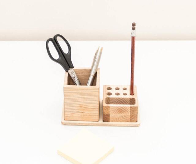 Wood Pencil Holder Organizer Desk Organization Storage Desk Wooden - image 1